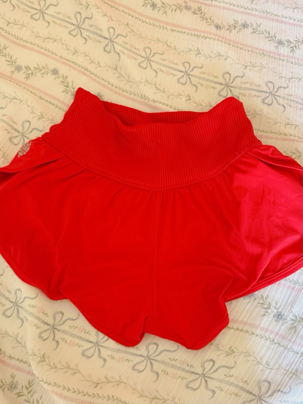 Free People Red High-Waisted Flow Shorts